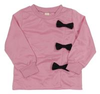 Svetloružová mikina s černými mašličkami