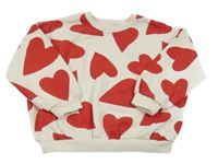 Smetanovo-červená mikina so srdiečkami Matalan