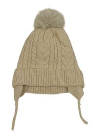 Svetlobéžová vzorovaná pletená čapica s brmbolcom Primark