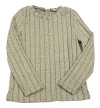 Béžové úpletové rebrované tričko Shein