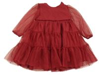 Červené tylové bodkovaná é šaty dunnes