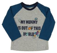 Šedo-petrolejové triko s nápisem Matalan