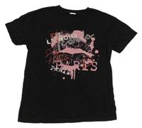 Černé tričko s potiskem a kmínky River Island