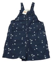 Nové - tmavomodré šusťákové laclové kraťasy s motýlky kids