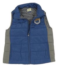 Modro-šedá šusťáková lehce zateplená vesta s koníkem 