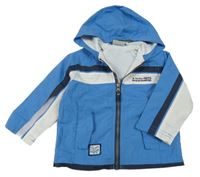 Modro-biela šušťáková jarná bunda s kapucňou Topolino