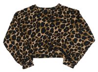 Hnědo-černé crop leopardí triko Next