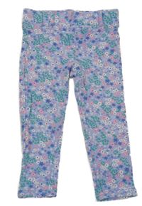 Světlemodro-růžovo-zelené květované tregíny H&M