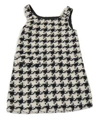 Čierno-bielo-zlaté kockované úpletové na traké šaty Matalan