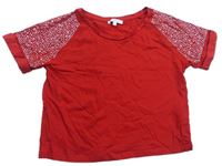 Červené crop tričko s kamienkami Bluezoo
