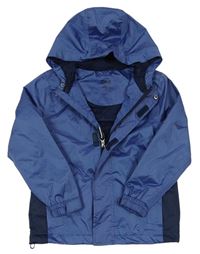 Modro-tmavomodrá šušťáková jesenná funkčná bunda s kapucňou Crivit