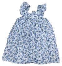 Bielo-modré kvetované šaty s madeirou Primark