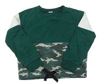Zeleno-biela crop mikina s army pruhom C&A