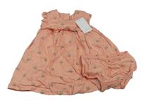 2set - Ružové šaty s citrony + kalhotky pod šaty Mothercare