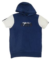 Tmavomodro-biela tepláková vesta s nápisom a kaucí George