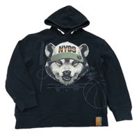 Tmavomodrá mikina s vlkem a kapucí C&A