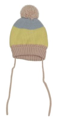 Svetloružová -modro-žltá čapica s brmbolcom Ergee