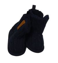 Nové - Tmavomodré pletené vzorované zateplené papučky Primark