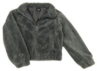 Šedá kožešinová podšitá crop bunda New Look