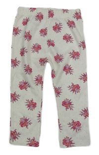 Bílo-růžové puntíkaté květované žebrované legíny Nutmeg