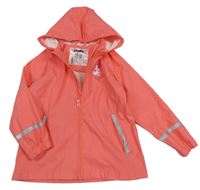 Korálová vodeodolná jarná bunda s jednorožcom a kapucňou Lupilu