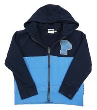 Tmavomodro-světlemodrá propínací mikina s písmenem a kapucí Tom Tailor
