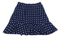 Tmavomodro-biela kvetovaná sukňa s všitými kraťasy