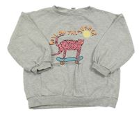 Svetlosivá melírovaná mikina s gepardem Tu