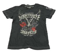 Antracitové tričko s orelom a nápismi H&M