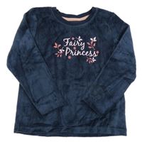 Tmavomodré sametové mikinotriko s nápisom Lupilu