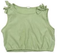 Svetlozelený rebrovaný crop top