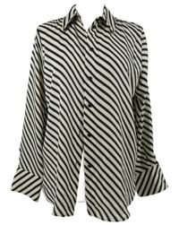 Dámska smetanovo-tmavomodrá pruhovaná blúzka H&M