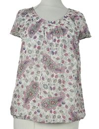 Dámska biela kvetovaná šifónová průsvitná blúzka