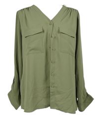 Dámska khaki blúzka s rolovacími rukávy zn. TU