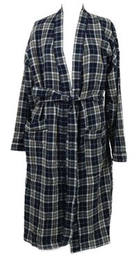 Dámský tmavomodrý kostkovaný župan s páskem M&S