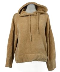 Dámský béžový žinylkový svetr s kapucí Primark 