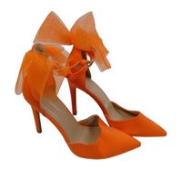 Nové - Dámské oranžové lodičky na jehlovém podpatku Idea Shoes vel. 36