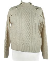 Dámský smetanový vzorovaný svetr s gombíky Primark 