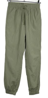 Dámské světlekhaki šusťákové cuff kalhoty Primark 