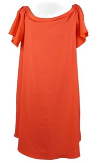 Dámske neónové ružové šaty s lodičkovým výstřihem