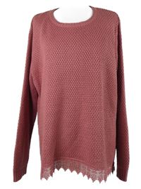 Dámský malinový svetr s krajkou 