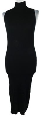 Dámske čierne rebrované pletené midi šaty Primark