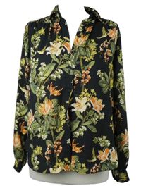 Dámská černá květovaná halenka H&M