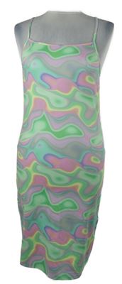 Nové - Dámske limetkovo-ružovo-sivé vzorované šaty Monki