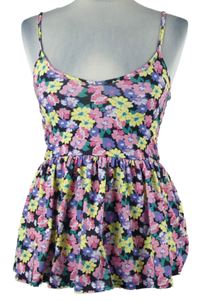 Dámský černo-barevný kytičkovaný peplum top George 