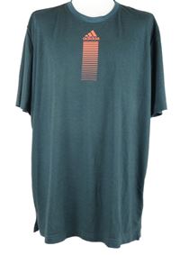 Pánské petrolejové sportovní funkční tričko s potiskem Adidas vel. 3XL