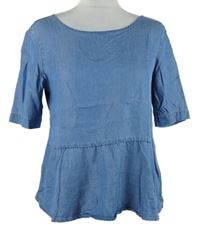 Dámská modrá lehká riflová peplum halenka Tchibo 