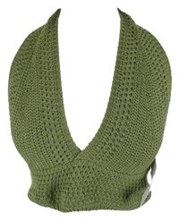Nové - Dámsky khaki pletený crop top