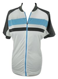 Pánské bílo-šedo-světlemodré funkční cyklistické tričko s pruhy Crane 