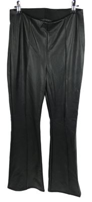 Dámské černé koženkové zvonové kalhoty Primark 